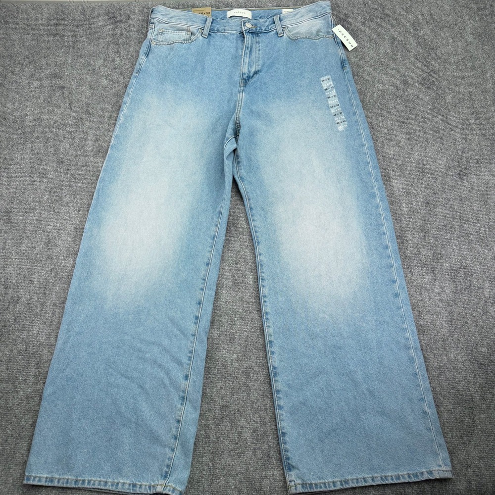 PacSun Jeans Mens 36 (Fits 37x32) Extreme Baggy Mid Rise Light Indigo NWT